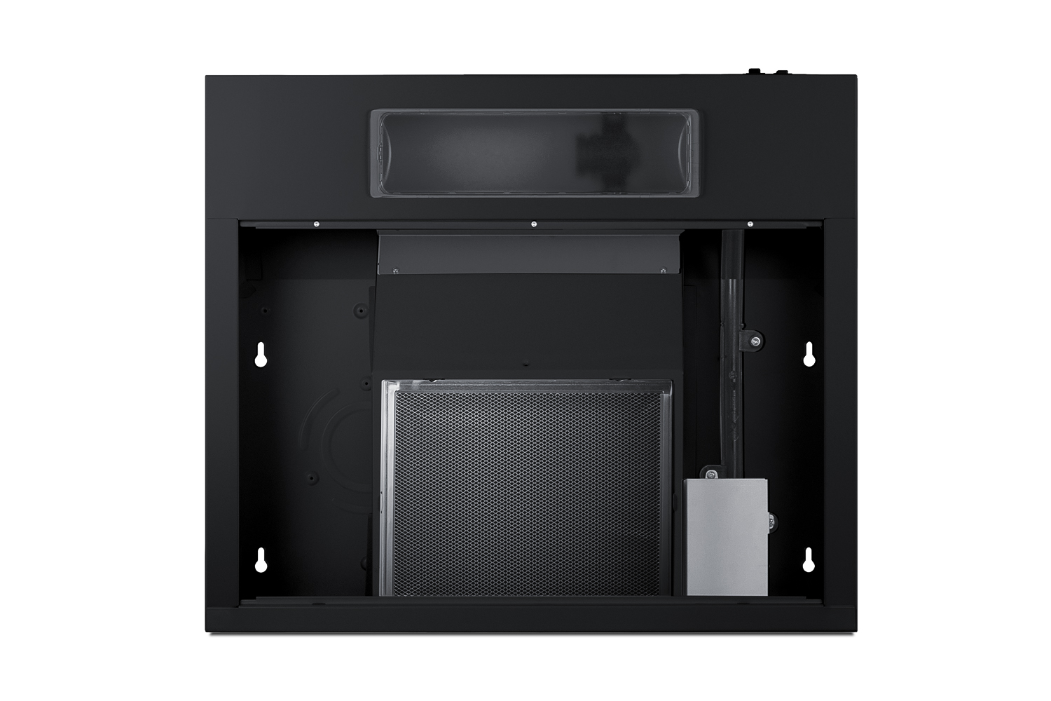 24 inch wide ADA compliant under cabinet convertible range hood for ducted or ductless use in black, made in North America with a remote wall switch